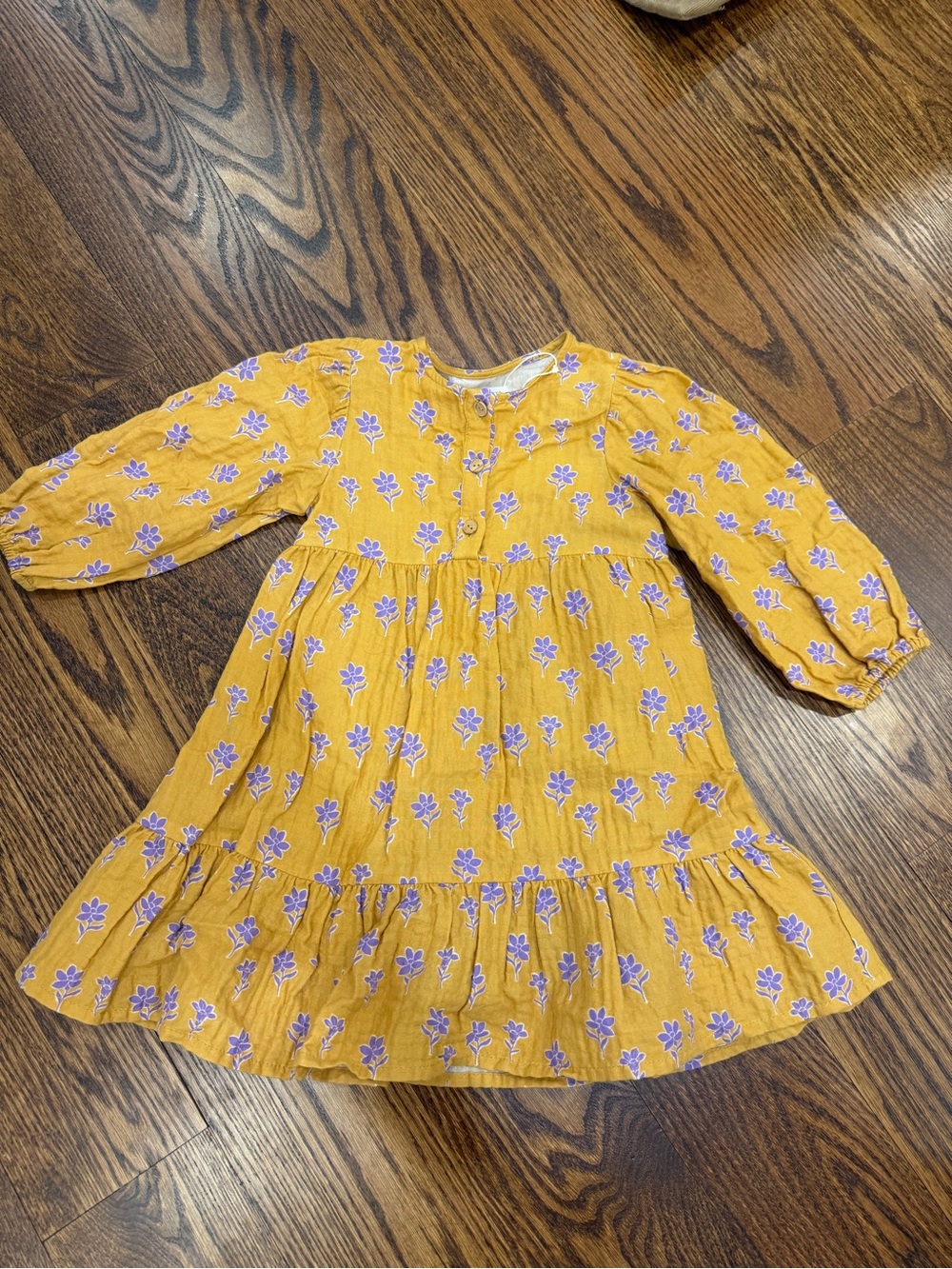 Zara Mustard Yellow Floral Button-Front Dress